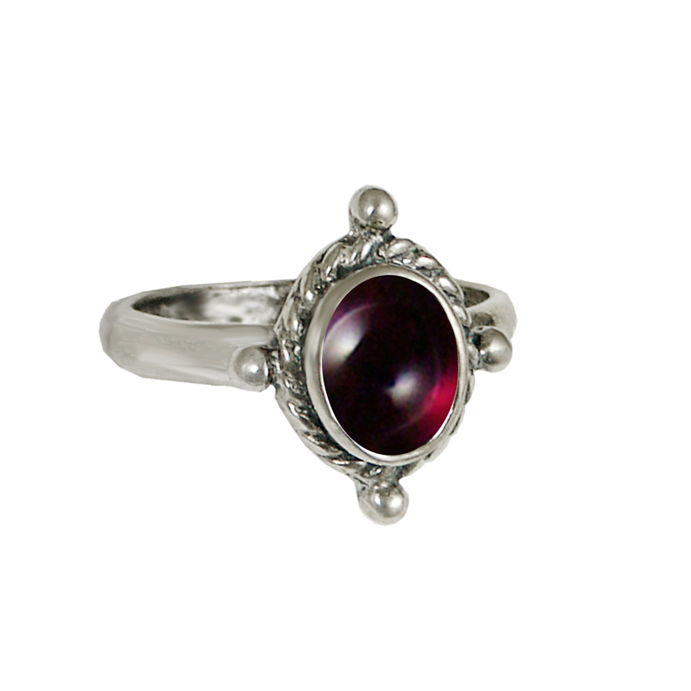 Sterling Silver Ring With Garnet Size 9